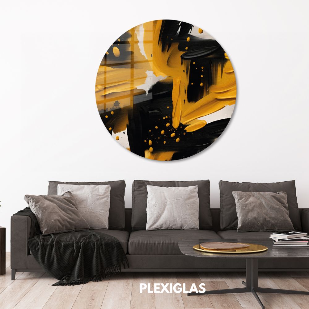plexiglas-muurcirkel-zwart-geel-kamer